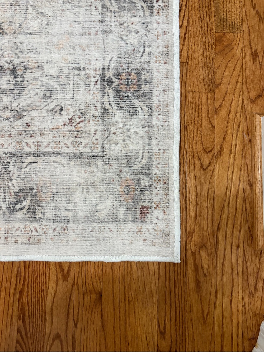 Neutral Vintage-Inspired Ruggable Rug Covers-Distressed Floral Motif - Picture 3 of 3